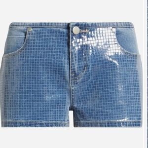 Chiara Low Rise Geo Coated Denim Shorts NWT Size 28 - true to size